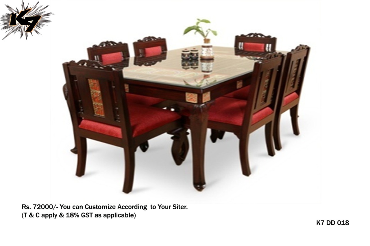 Designer Dining Table Set Six Seater Dining Set (Finish Color Walnut