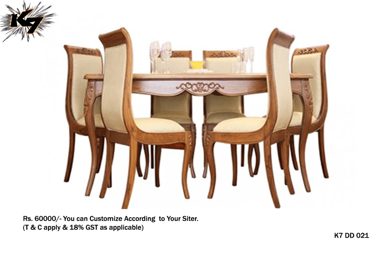 Designer Dining Table Set Six Seater Dining Set (Finish Color Walnut