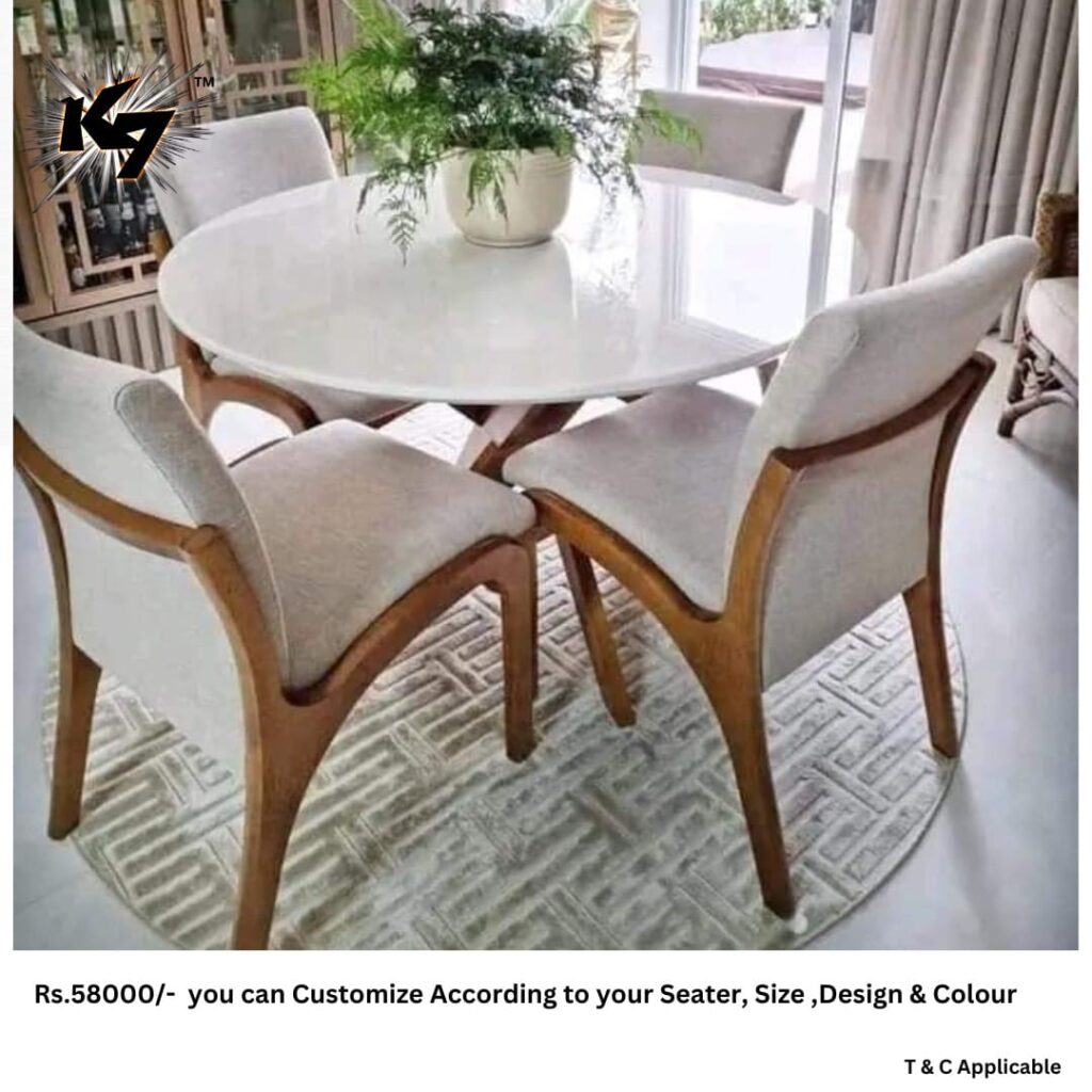 Four Seater Dining Set Designer Dining Table Set (Finish Color White )